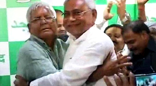Nithish Kumar hugs Lalu